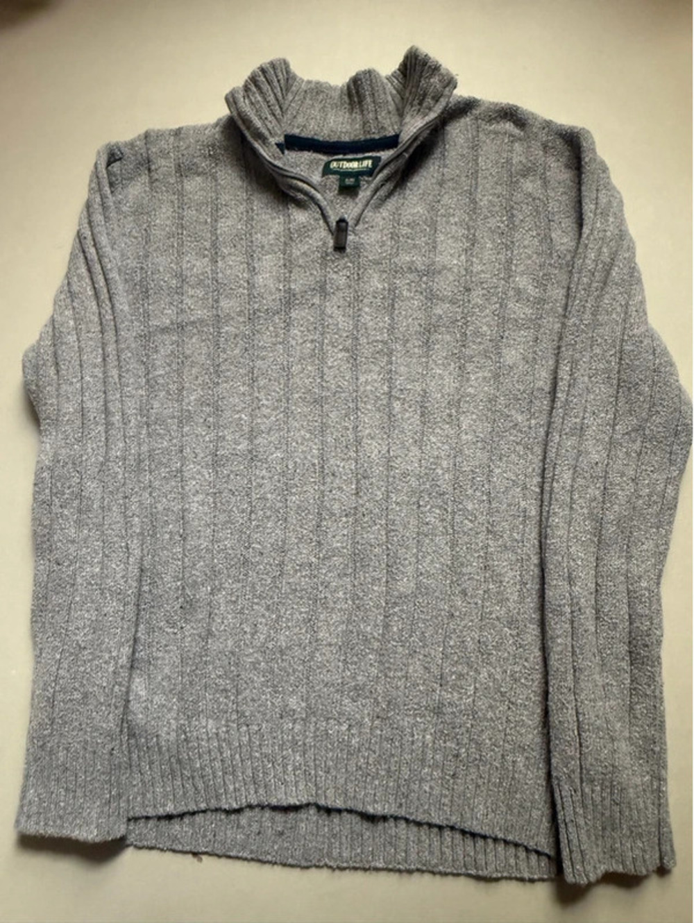 Outdoor life quarter zip gray pullover size xl